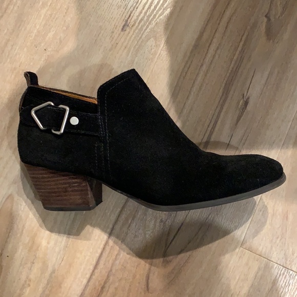 Franco Sarto western style low heel suede booties with buckle - Picture 4 of 8